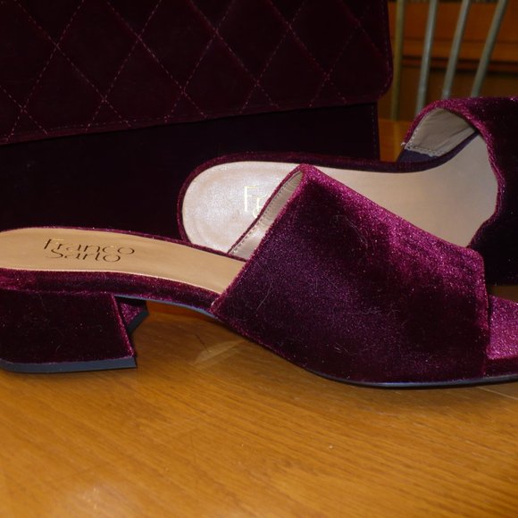 Franco Sarto Womens Deep Red Velvet Shoes & Purse - Picture 3 of 10